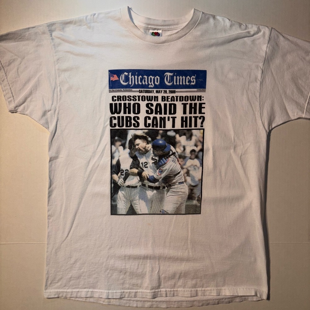 Vtg Chicago Times Cubs White Sox Crosstown Classic Beat Down Y2K MLB T-shirt 2XL